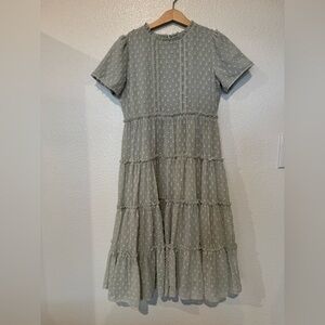 Dainty Jewell’s Girls Size10 Midi Dotted Swiss Dress Easter Recital Wedding-Flaw